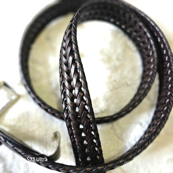 Fossil braided brown leather belt. - Picture 4 of 6